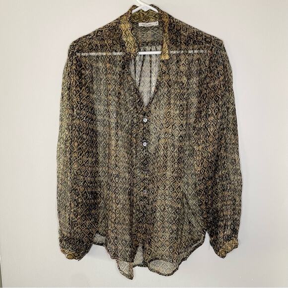 Mes Demoiselles Semi-Sheer Long Sleeve Loose Fit Button Down Shirt Size 38(6) - Picture 4 of 8